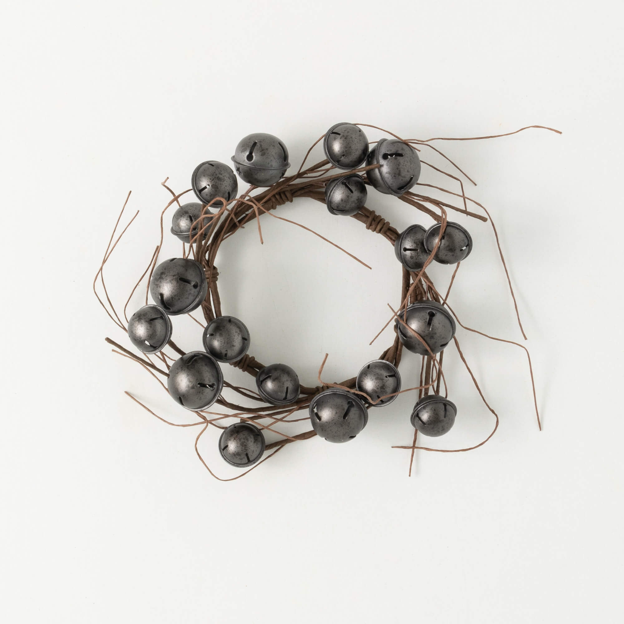 GRAY JINGLE BELL MINI WREATH