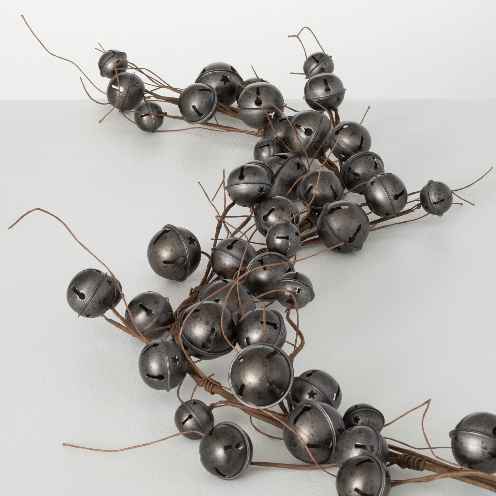 GRAY JINGLE BELL TWIG GARLAND