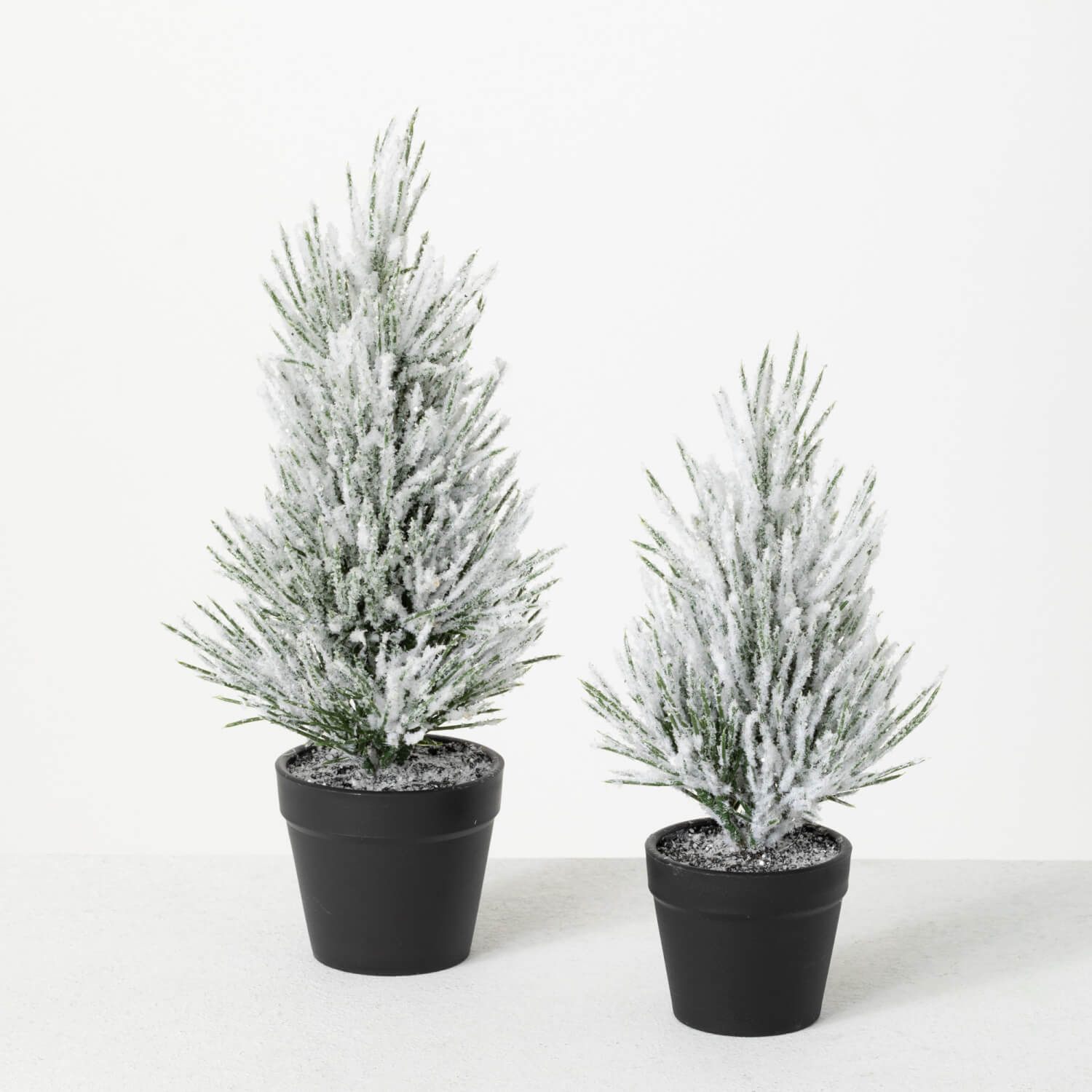 FLOCKED TABLETOP PINE TREE SET