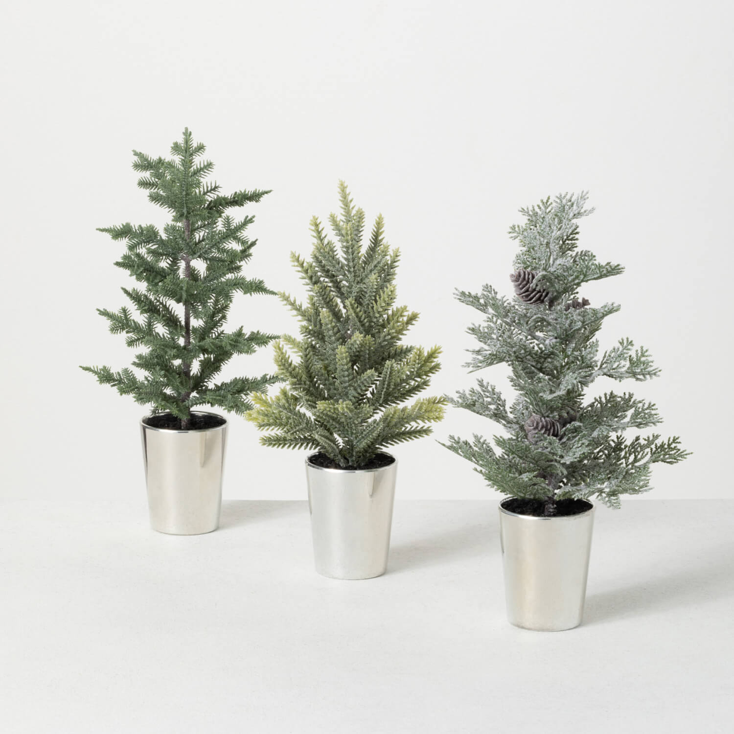 TABLETOP POTTED PINE TREE SET