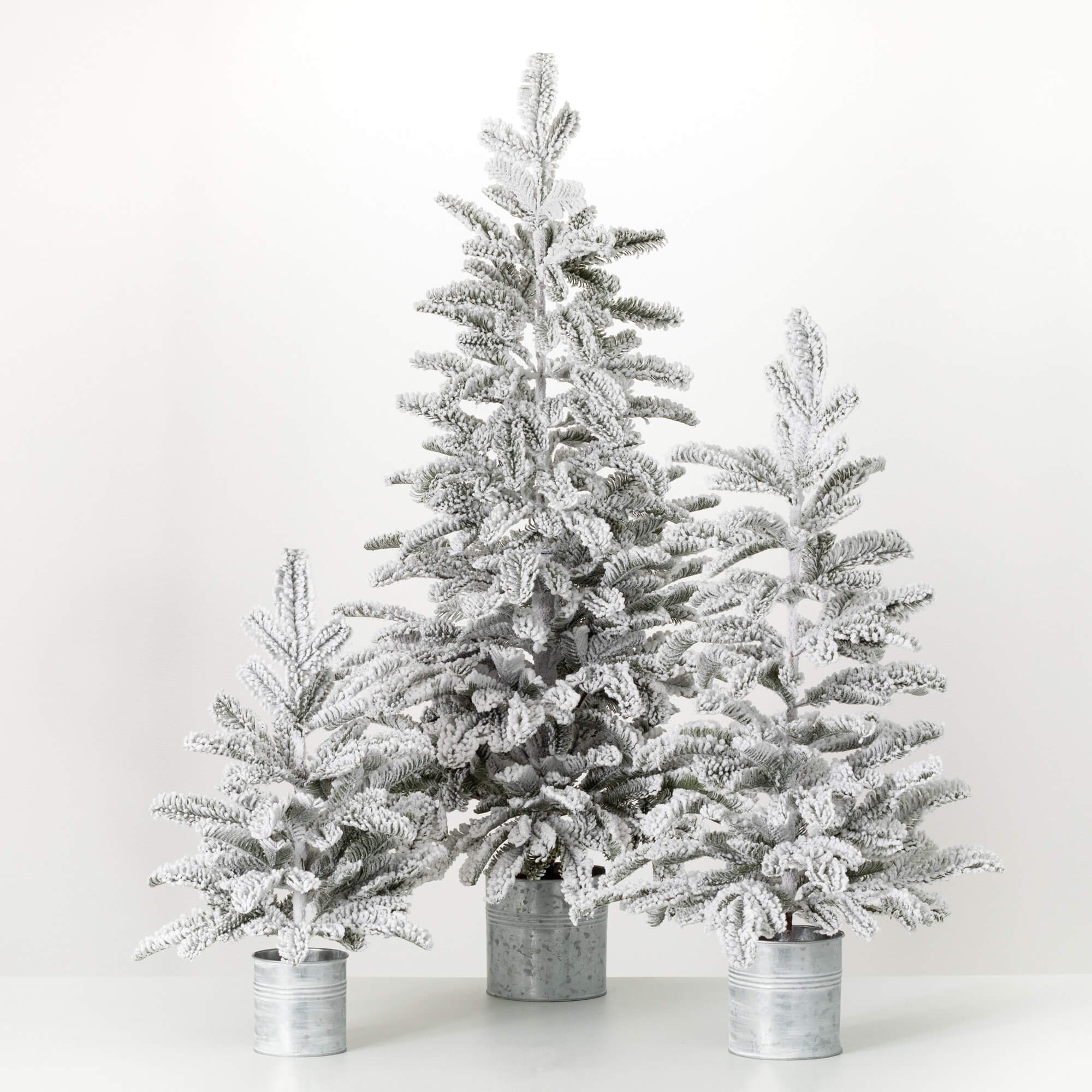 FLOCKED PINE TREE SET OF 3