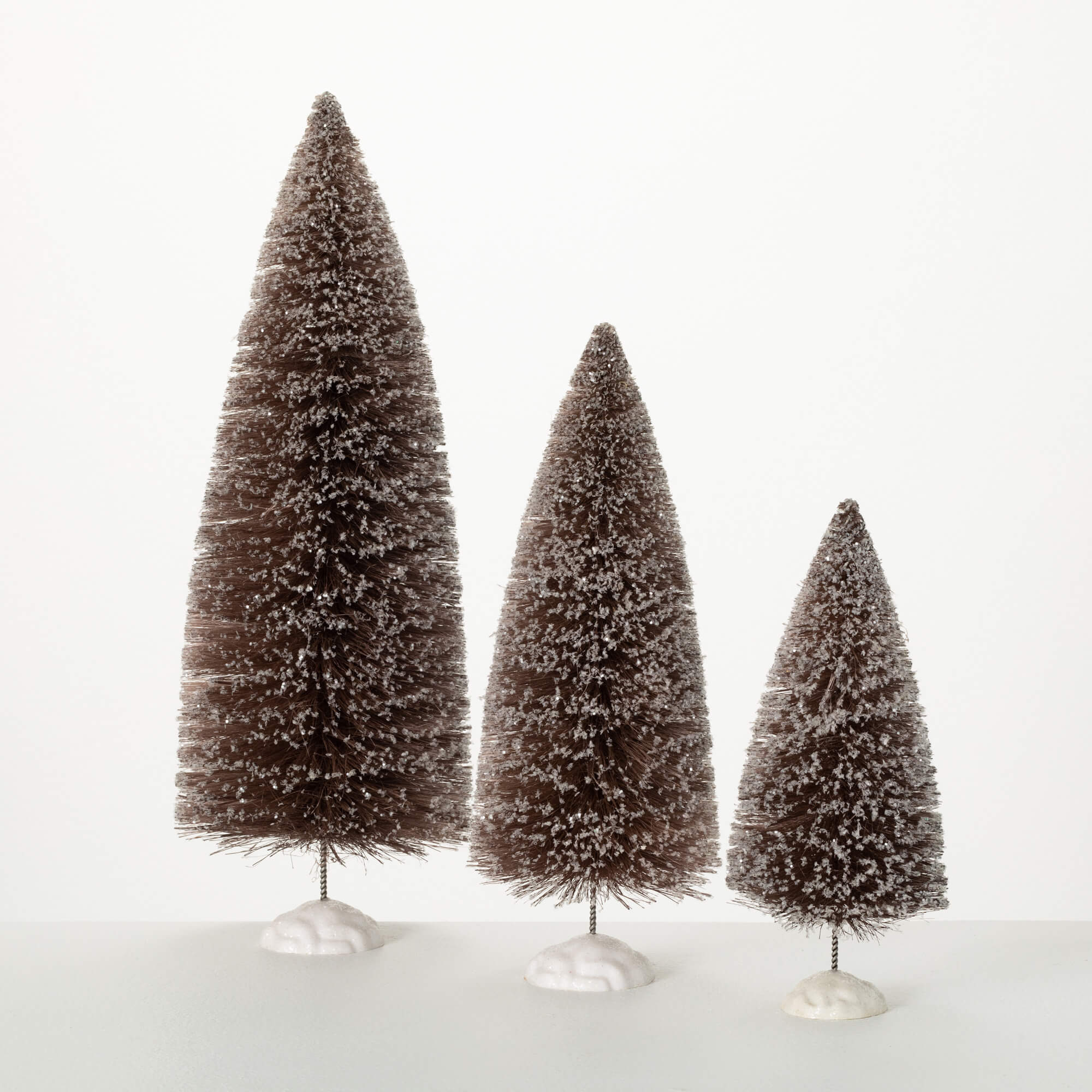 BROWN BOTTLE BRUSH TREE SET 3