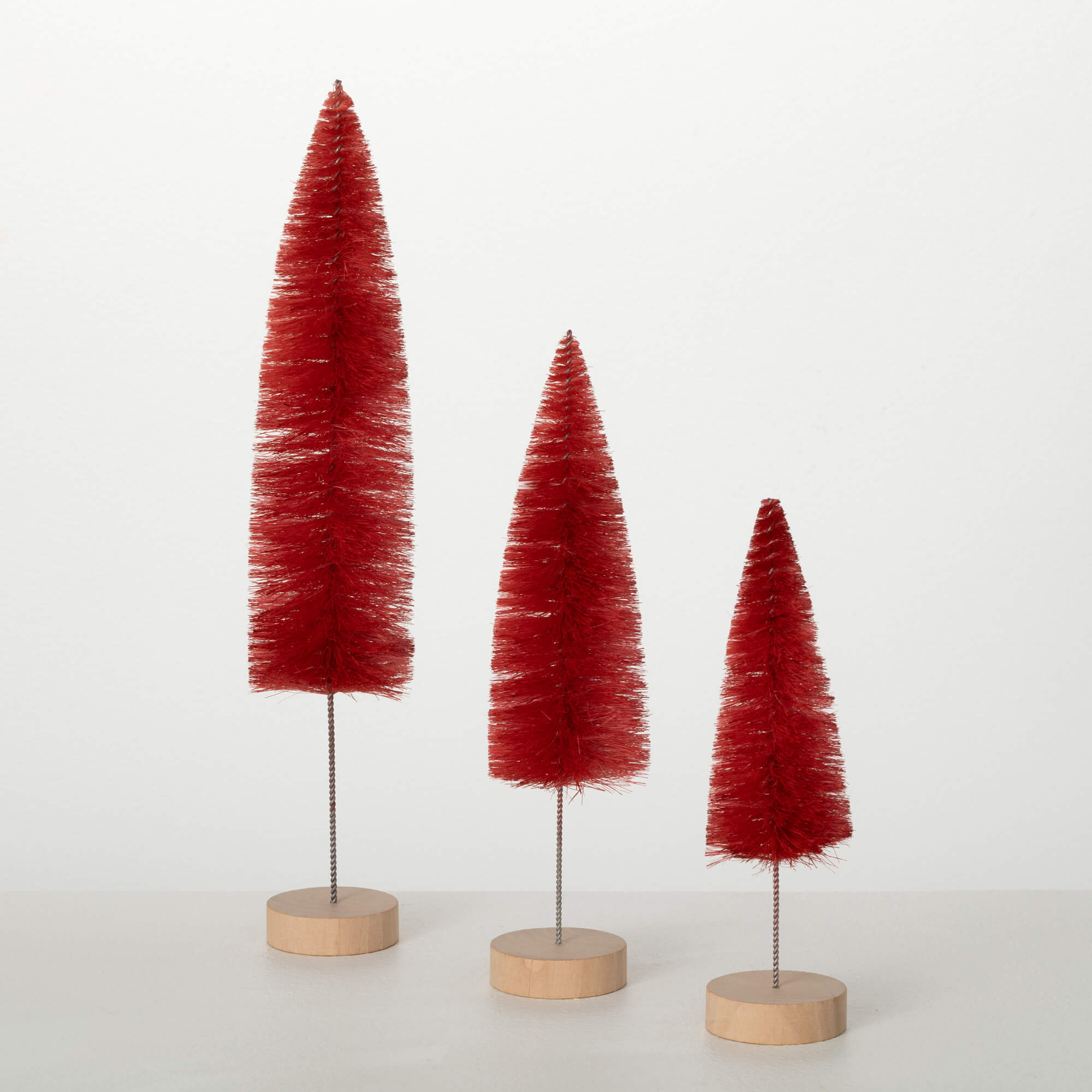 RED TALL BOTTLEBRUSH TREE SET