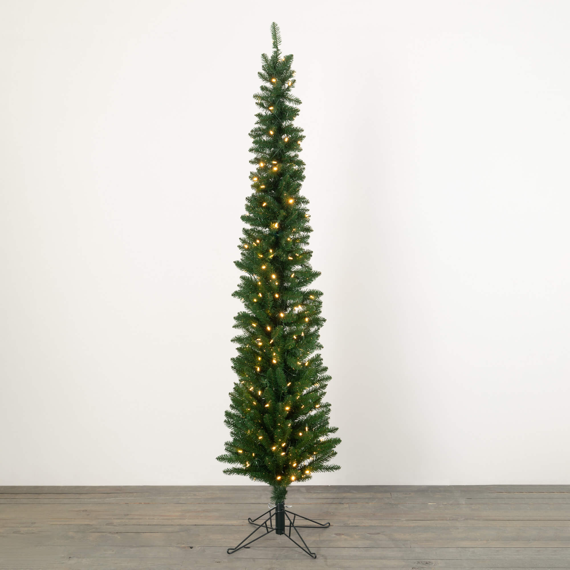 SLIM GREEN PRE-LIT PENCIL TREE