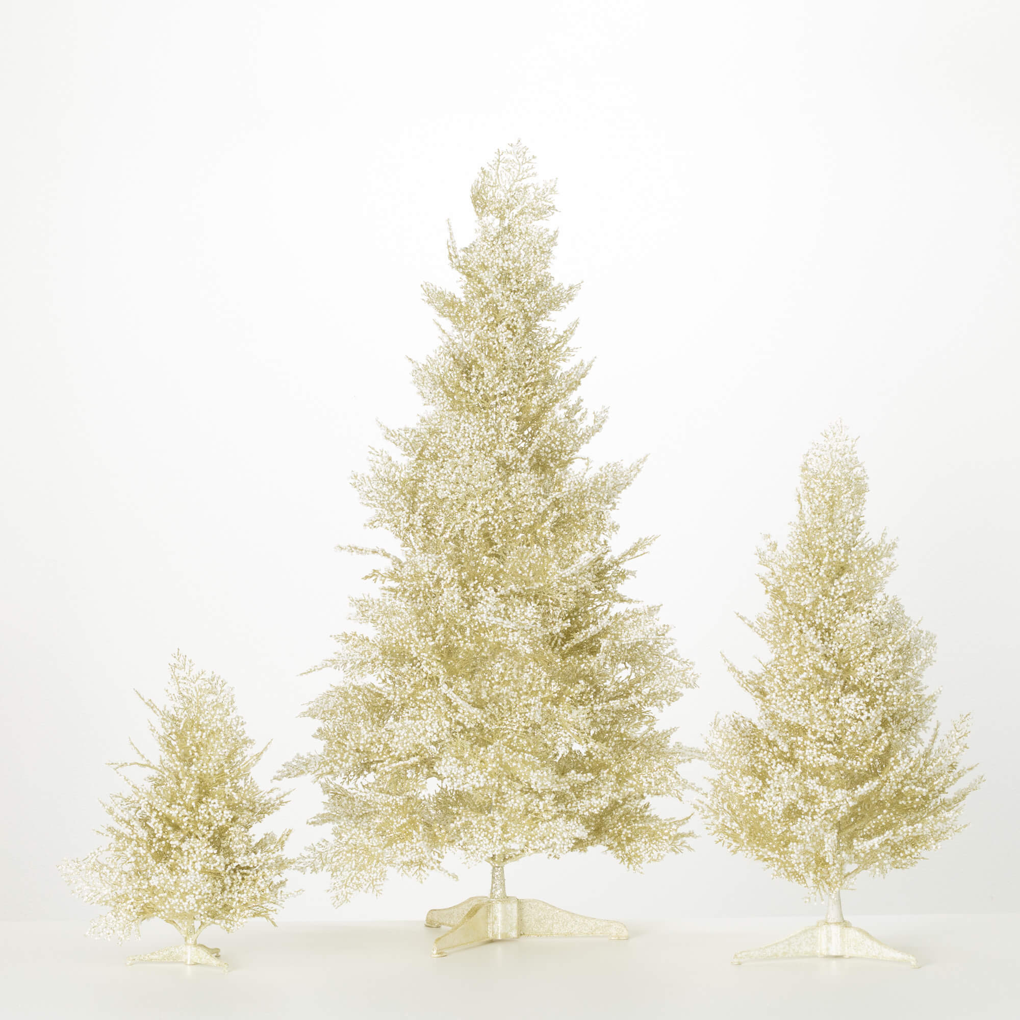 CHAMPAGNE PINE TREE SET OF 3