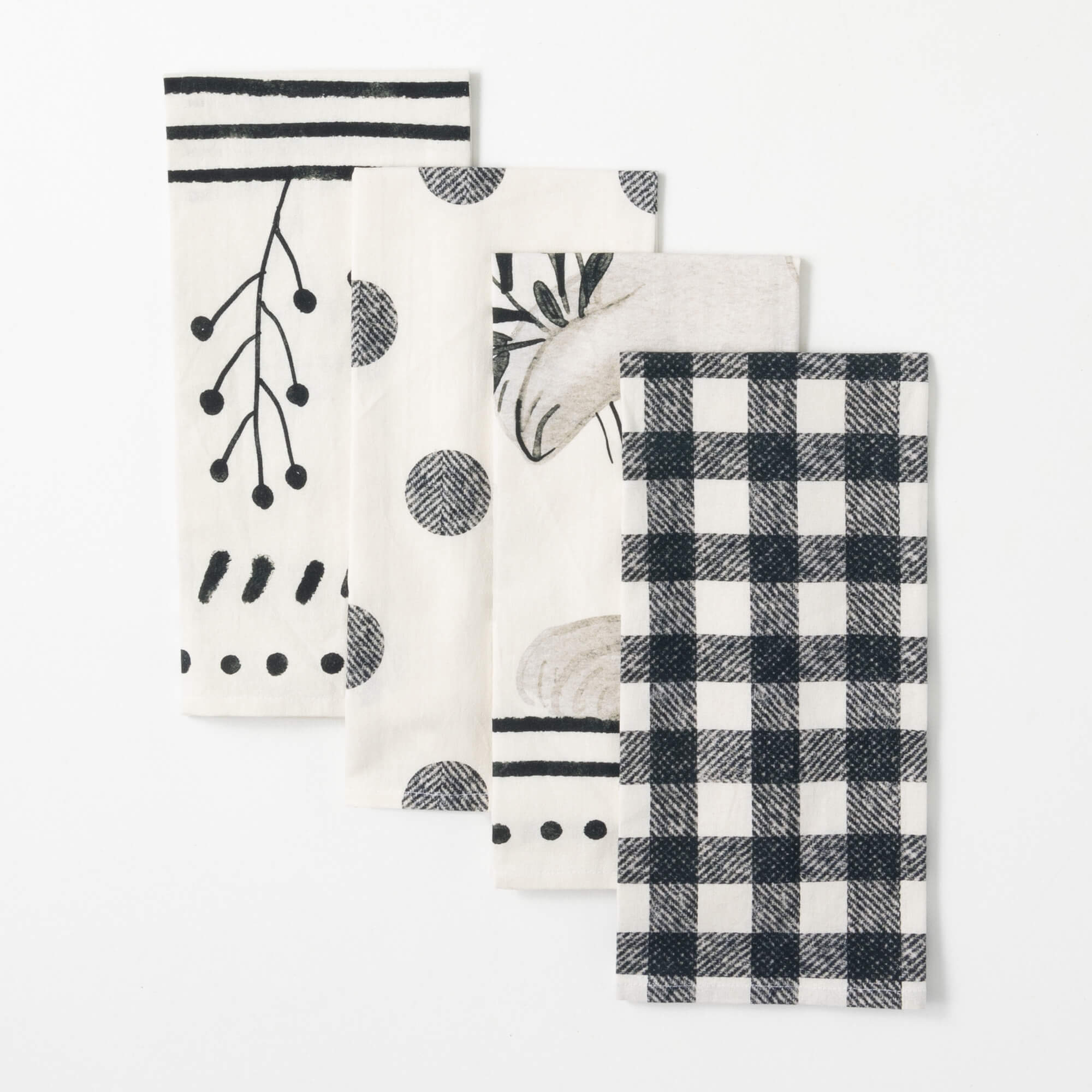 BLACK WHITE PRINT TEA TOWELS