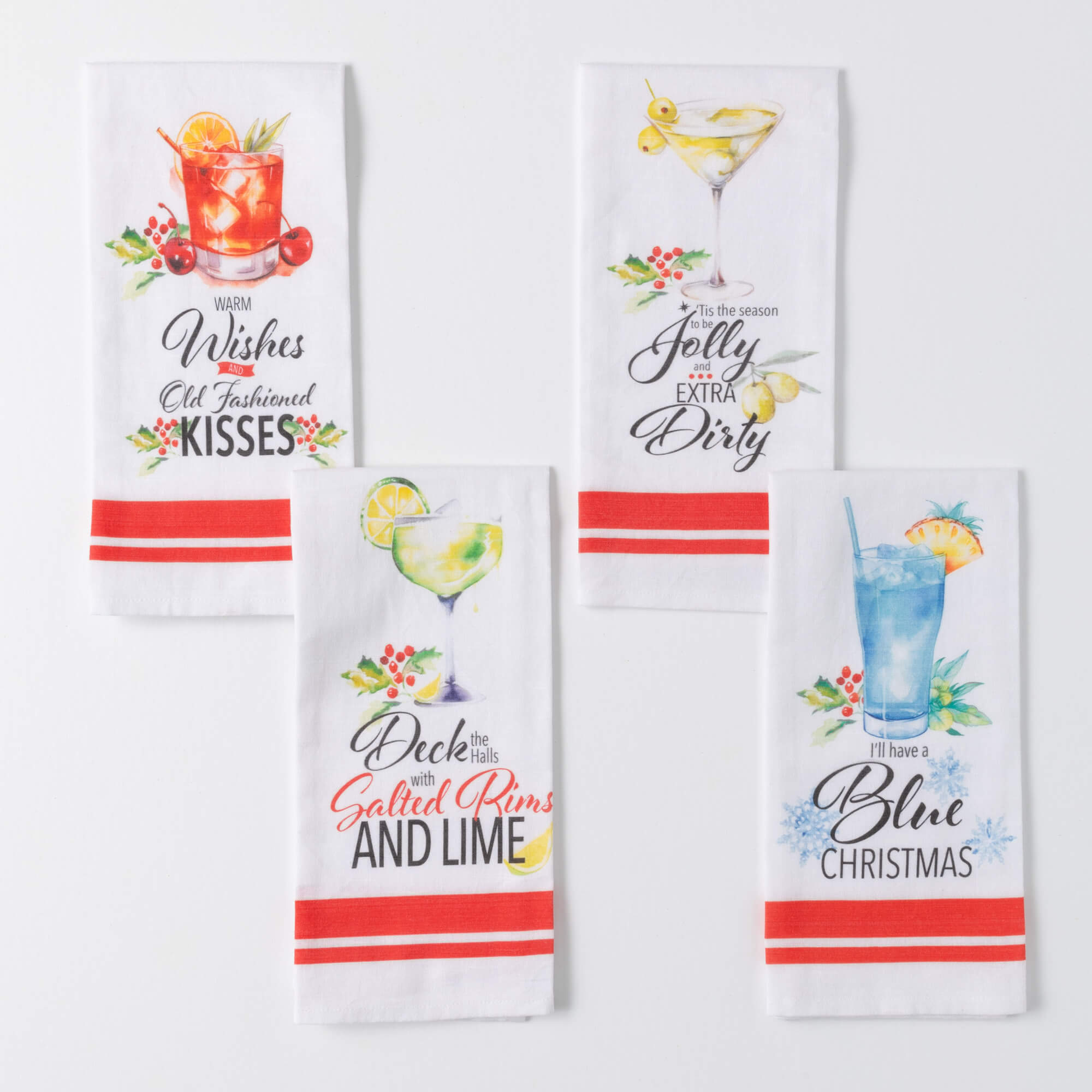 JOLLY COCKTAIL TEA TOWEL SET 4